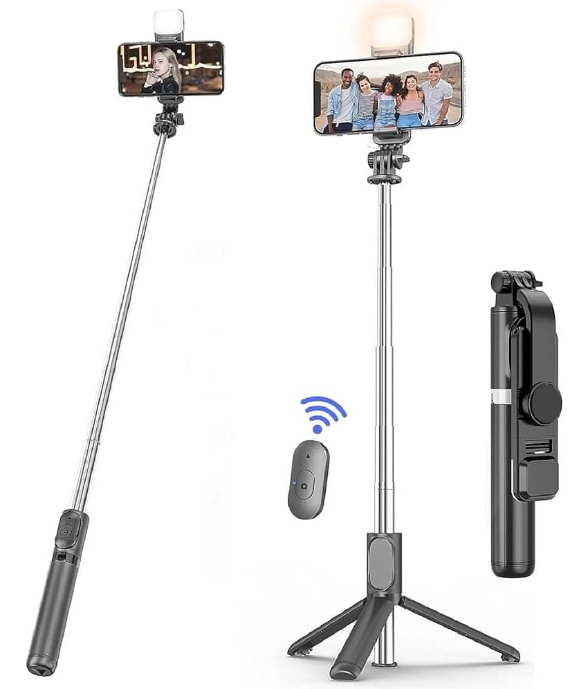 Hybite Premium Selfie Stick, Blue tooth Extendable Selfie Stick Tri pod with Led Light Wireless Remote and Portable Tri pod Stand Compatible for All iPhone and Android Smartphone