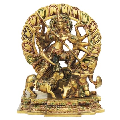 Brass Mahishasur Vardhini Statue – Durga Form Brass Religious Idol, Height : 12 Inch (BSMAS1105 A)
