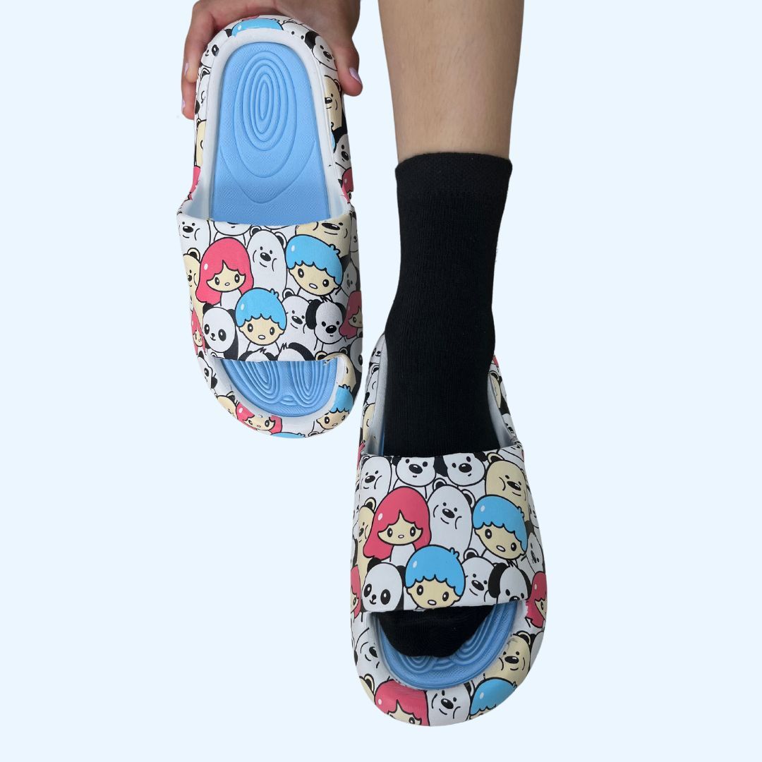 Cute Doodles Slides (Blue Sole)-40-41