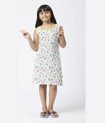 Sini Mini Cotton A-line Dress For Girls ( Pack of 1 , White )