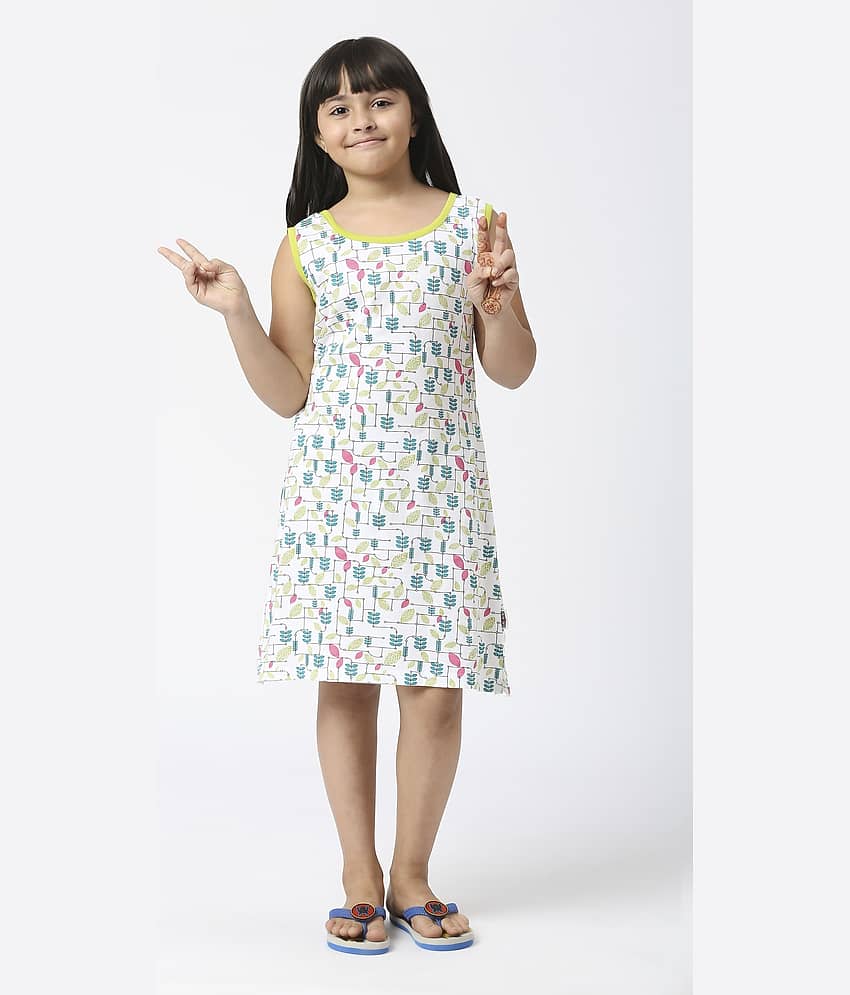 Sini Mini Cotton A-line Dress For Girls ( Pack of 1 , White )
