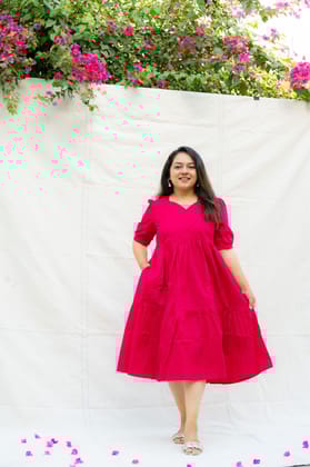 Dilbar Pink Maternity Cotton Dress-S