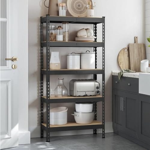 HOMIFLY 5 Tier Boltless Rack for Storage/60x24x12 Inch Adjustable Metal Shelf/Multipurpose Shelves with MDF