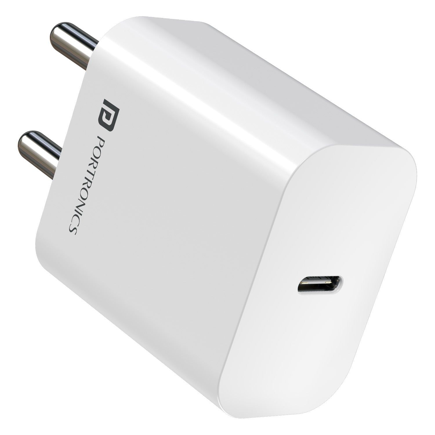 Portronics Adapto 20C 20W Fast Charging Adaptor with Type-C PD Port - White