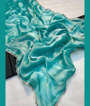 A TO Z CART Net Embellished Saree With Unstitched Blouse Piece ( Peach )