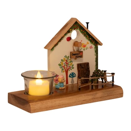 Vintage Wooden White Cottage House Tea Light / Candle Decor