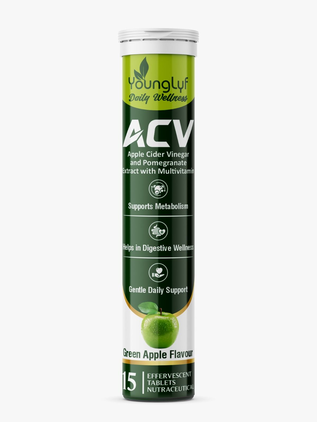 Younglyf ACV (15 Tablets) | Apple Cider Vinegar & Pomegranate | Metabolism Support