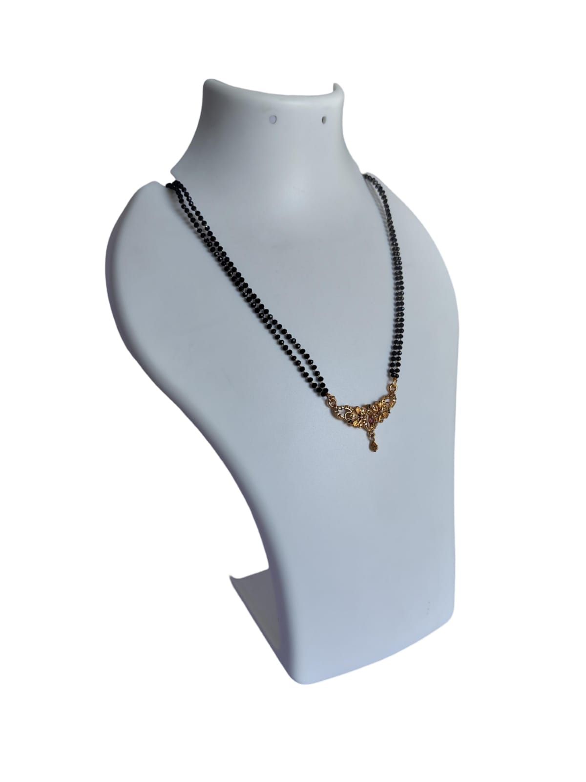 Black Beads Mangalsutra with Gold Pendant for Women