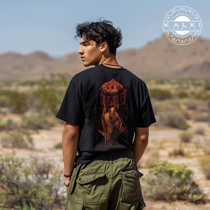 Kalki 2898 AD "Mythical Fusion" Oversized Black T-Shirt-M