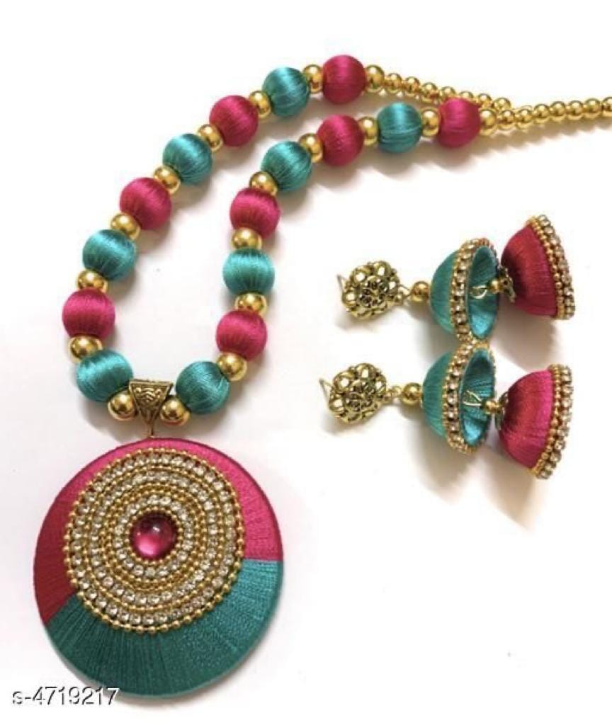 Elegant Dual-Tone Silk Thread Jewellery Set