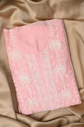 Mul Chanderi Chikankari Anarkali - Baby Pink-Baby Pink / Mul Chanderi