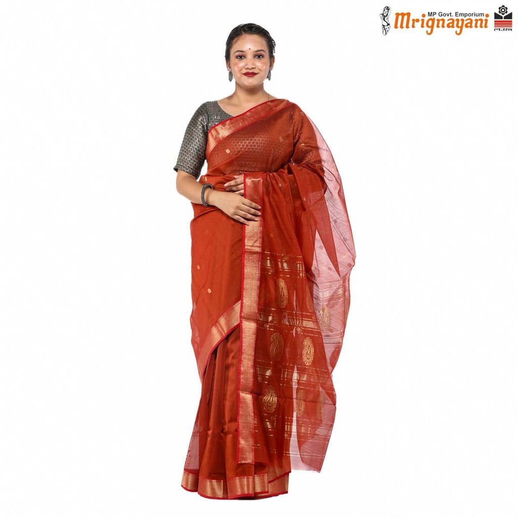 HANDLOOM MAHESHWARI SILK SAREE WITH BLOUSE (SKU - 3S0104230422, SAREE-1083) - Sarees | Buy online on ZillyBuy