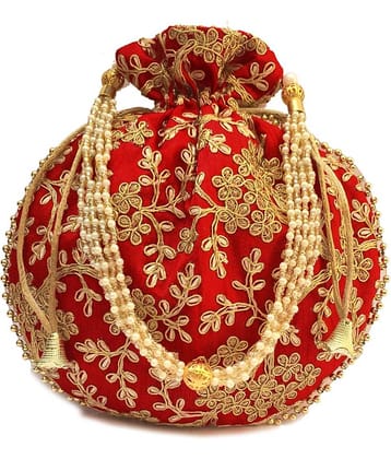 Bulbul Red Silk Potli