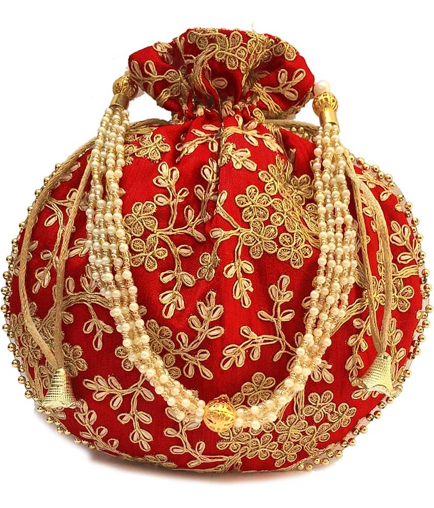Bulbul Red Silk Potli