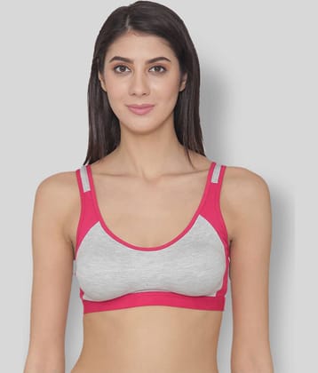 N-Gal Red Cotton Color Blocking Sports Bra