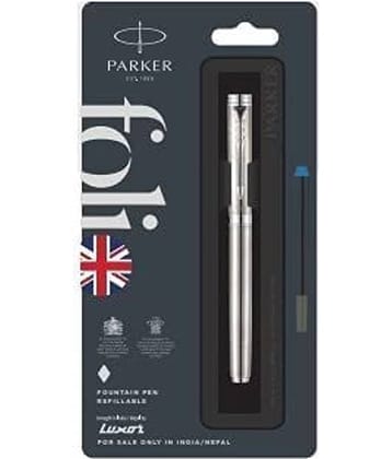 Parker Folio Stainless Steel with Steel Trim Fountain Pen