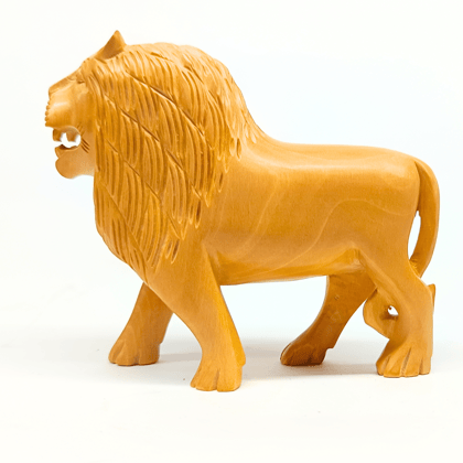 Santarms 5-Inch Handcrafted Wooden Lion Statue Antique Carved Wildlife Figurine for Home Decor Diwali Decoration Elegant Animal Collective Showpiece Santarms 5-Inch Handcrafted Wooden Lion Statue Antique Carved Wildlife Figurine for Home Decor Diwali Decoration Elegant Animal Collective Showpiece
