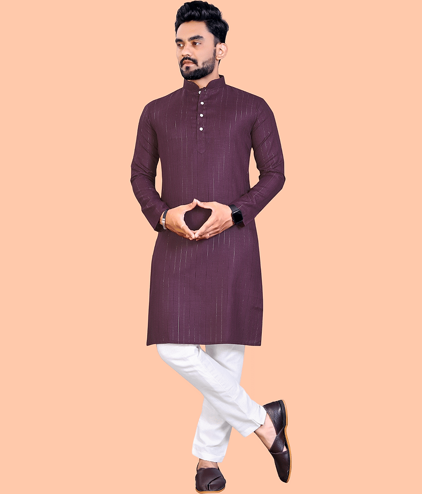 YUG ART - Peach Cotton Regular Fit Men's Kurta Pyjama Set ( Pack of 1 )