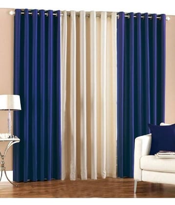 Homefab India Plain Semi-Transparent Eyelet Window Curtain 5ft (Pack of 3) - Multicolor
