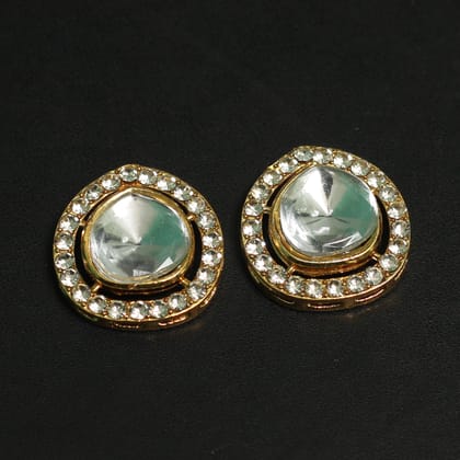 2 Pcs 24x22mm Kundan Rhinestone Connectors Golden-Golden