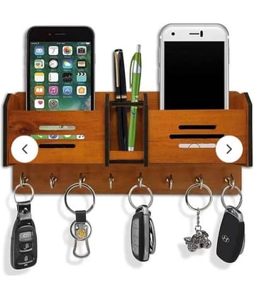 Fitgo Brown Wood Key Holder - Pack of 1