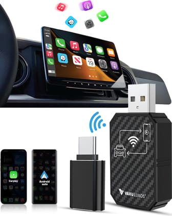 Vaku Luxos® AUTOELITE Wireless CarPlay 7" HD Portable Car Stereo Touchscreen with Wireless Android Auto, Backup Camera, Bluetooth, GPS Navigation, Voice Control, Car Audio Receiver & Music