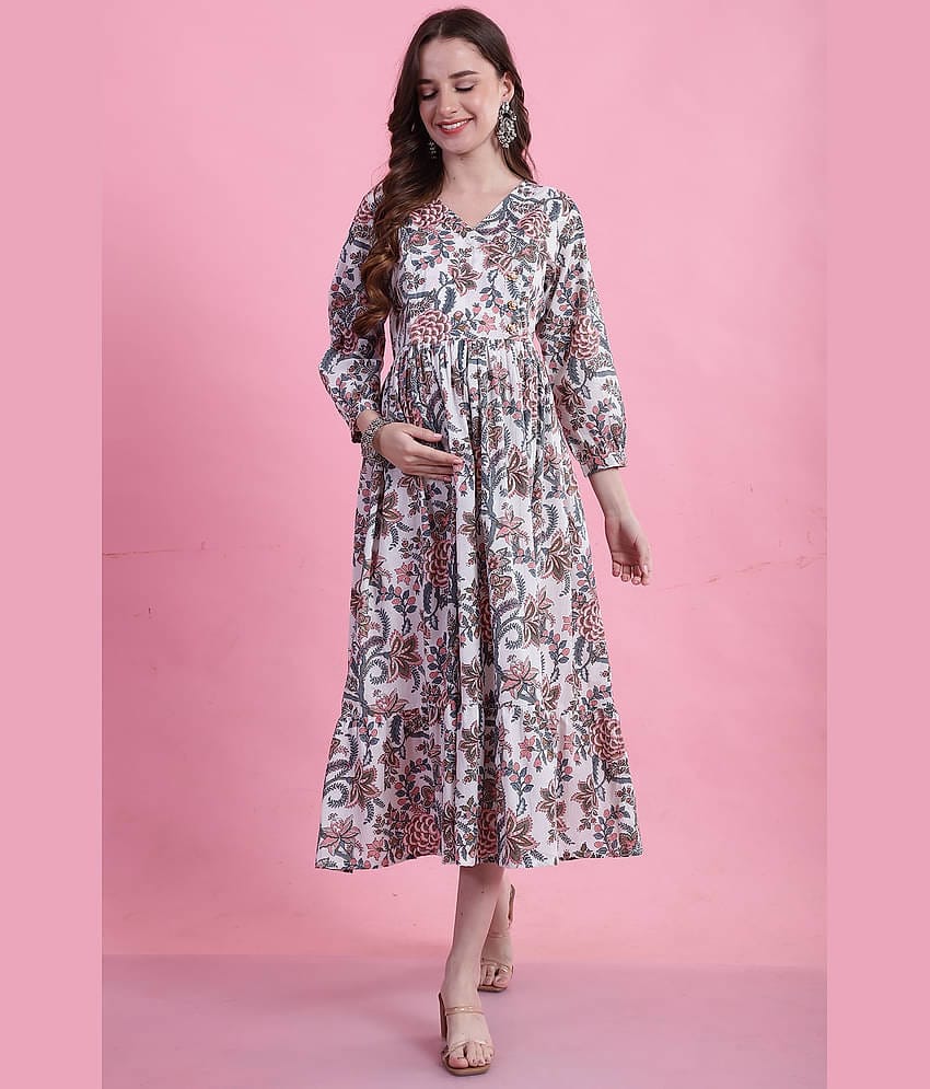 wonder weave White Cotton Women's Maternity Dress ( Pack of 1 )