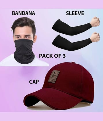 Alamos Pack of 3 Cotton Men's Cap ( Maroon )