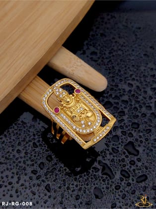 Exclusive Tirupati Balaji Logo Design with Diamond Ring for Men RG-008-20