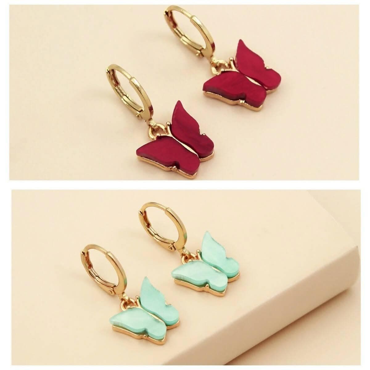 Pinapes Elegant Gold Plated Butterfly Clip-On Earrings for Women & Girls - Set of 2