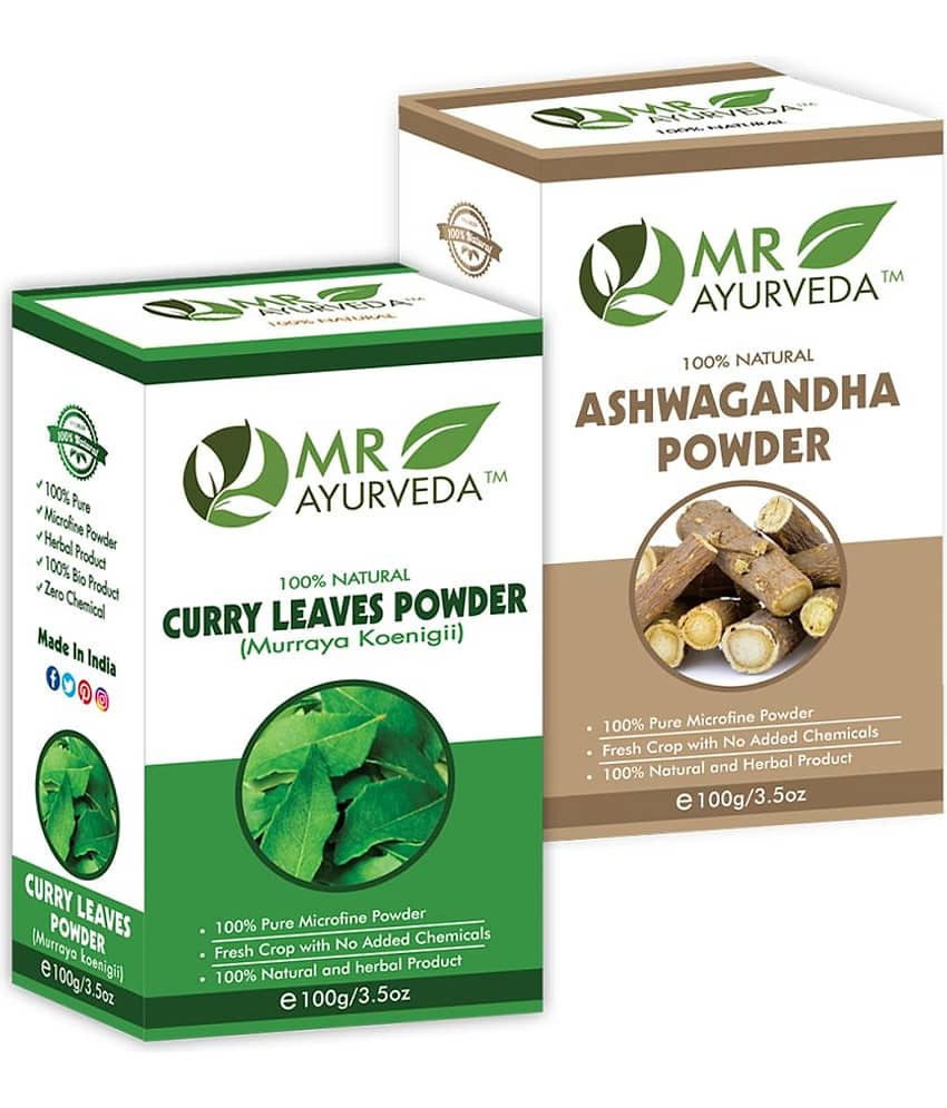 MR Ayurveda Curry Leaves Powder and Ashwagandha Powder Hair Scalp Treatment 200 g Pack of 2