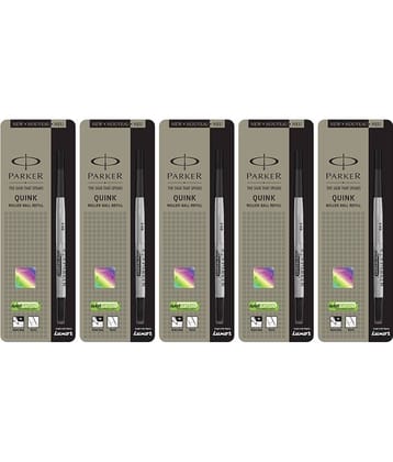 Parker Roller Ball Black Medium Refill (Pack Of 5, Black)