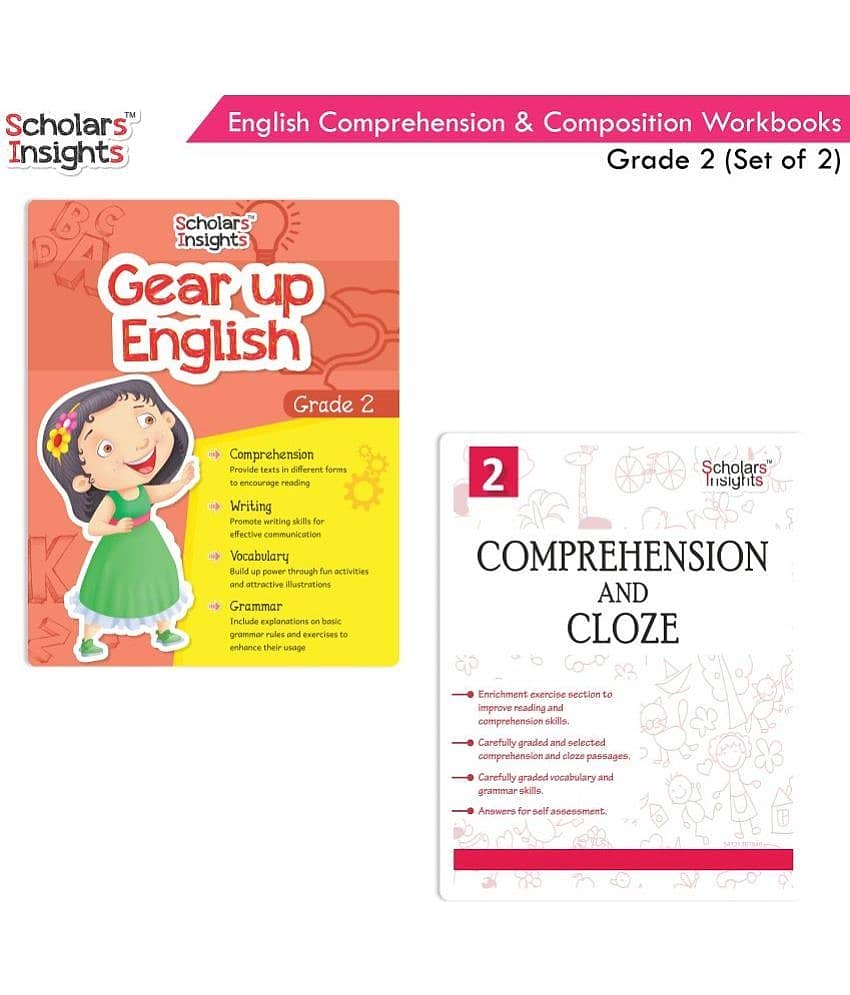 Scholars Insights Combo Set of Comprehension & Composition English Grammar  Workbooks Grade 2| Set of 2