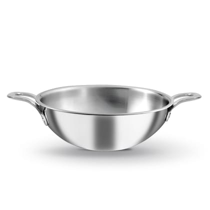 Kichera Triply Stainless Steel Kadai Without Lid | Non Toxic Cookware | Best Cookware for Health | Induction & Gas Compatible-24CM