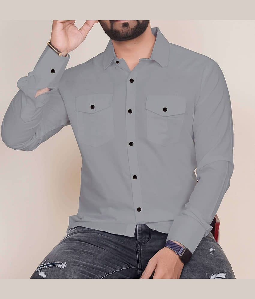 Qlonz store Cotton Blend Regular Fit Solids Full Sleeves Men's Casual Shirt - Yellow ( Pack of 1 )