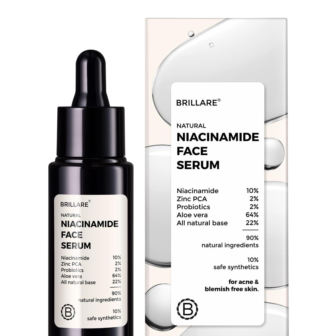 Brillare 10% Niacinamide Face Serum for Oily & Acne Prone Skin | Reduces Post Acne Marks, Dark Spots & Open Pores | Serum for Acne & Blemish Control Brillare 10% Niacinamide Face Serum for Oily & Acne Prone Skin | Reduces Post Acne Marks, Dark Spots & Op