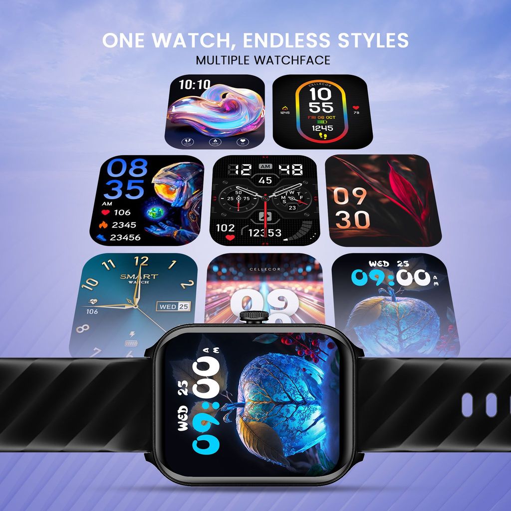 CELLECOR M5 Plus 2.01" IPS HD Display | 700 NITS | BT-Calling | AOD | IP67 | BT v5.4| Smartwatch - Black