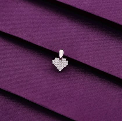 Diamond Matrix Silver Heart Pendant-White Stone / Silver