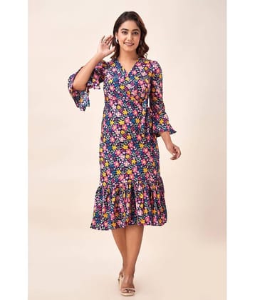 NeshamaKurti Women Crepe Printed Wrap Dress ( Red )