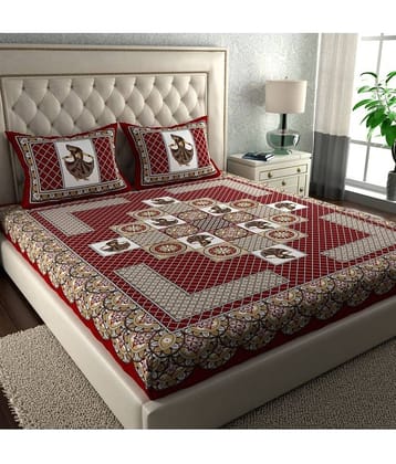 Cosito Cotton 1 Double Bedsheet with 2 Pillow Covers ( Red )