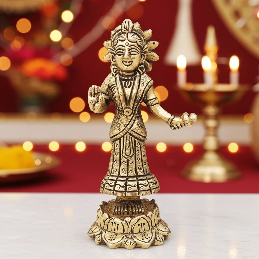 Brass Radha Ji Statue - Classic Religious Showpiece, Height : 5 Inch (BSMAS1264 R)