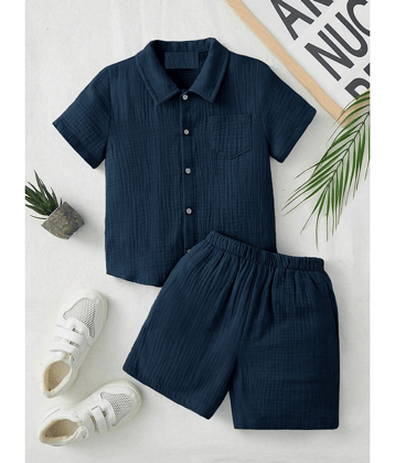 Ocvito Pack of 1 Boys Cotton Blend Shirt & Shorts Set ( Blue )