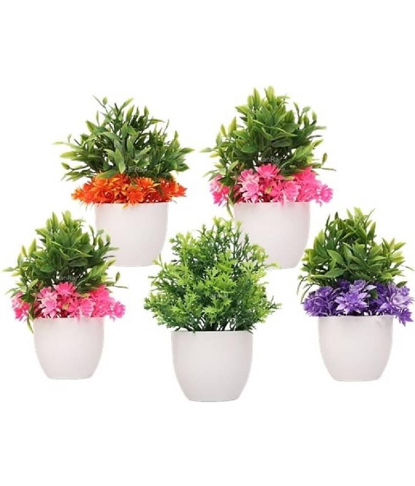 KanRaj - Multicolor Wild Artificial Flowers With Pot ( Pack of 5 )