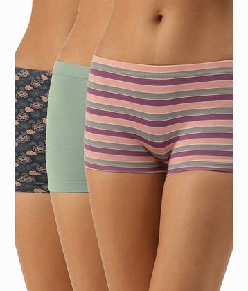 Leading Lady Pack of 3 Cotton Women's Boy Shorts ( Multi Color )