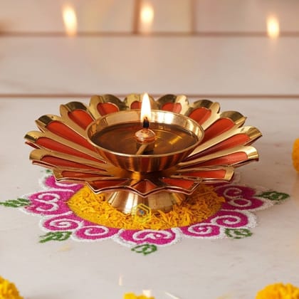 Iron & Brass Deepak Colour Orange 4 Inch (ZMAS517 O)