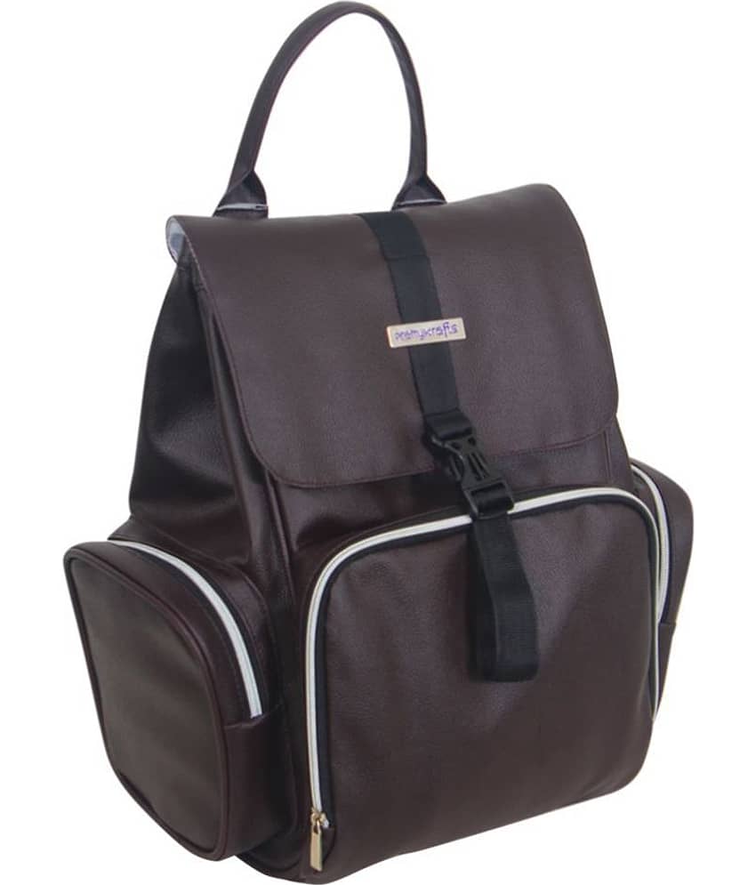 PrettyKrafts Brown Faux Leather Diaper Bag ( 40 cm