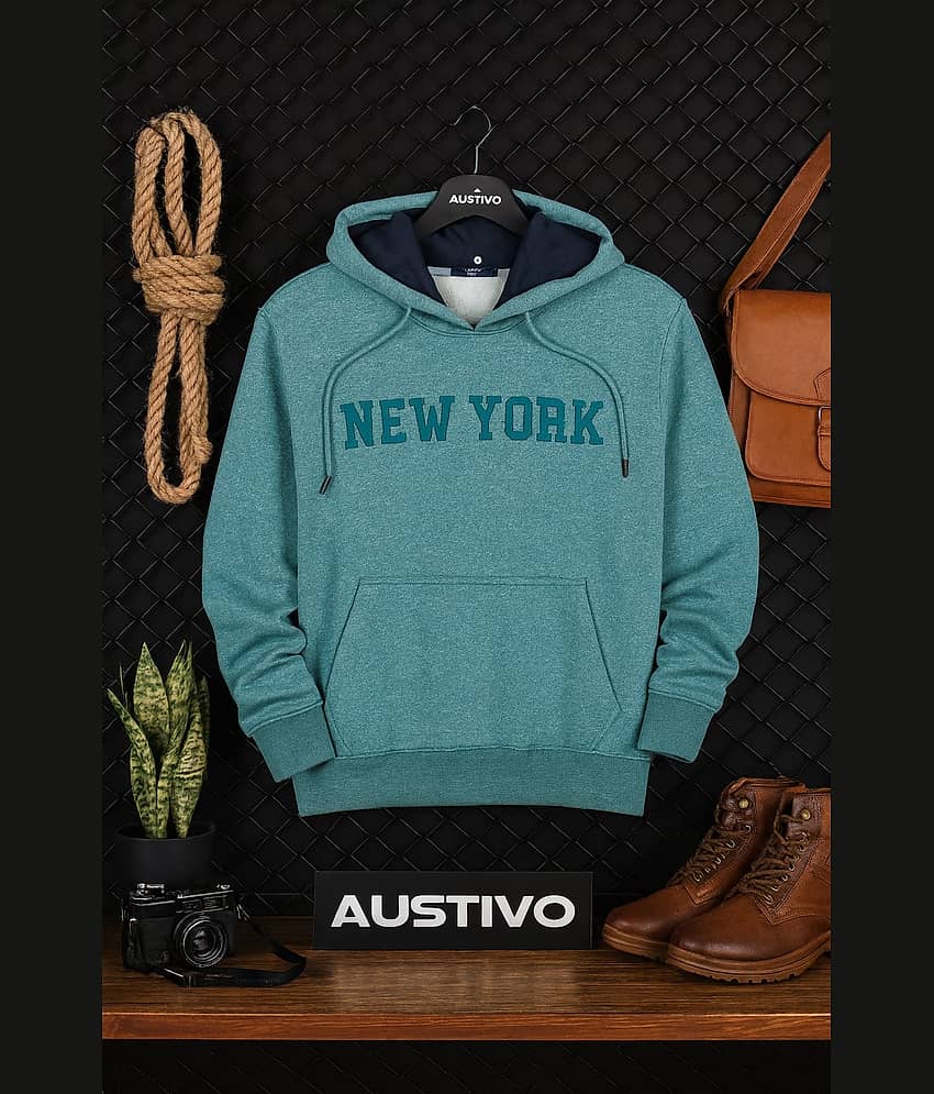 AUSTIVO Cotton Blend Hooded Men's Sweatshirt - Green ( Pack of 1 )