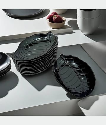kitchrox 12 Pcs Melamine Black Platter