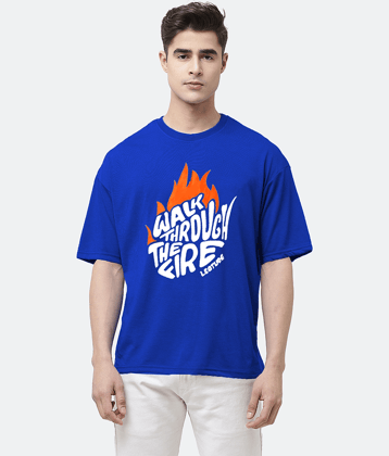 Leotude Pack of 1 Cotton Blend Oversized Fit Men's T-Shirt ( Blue )