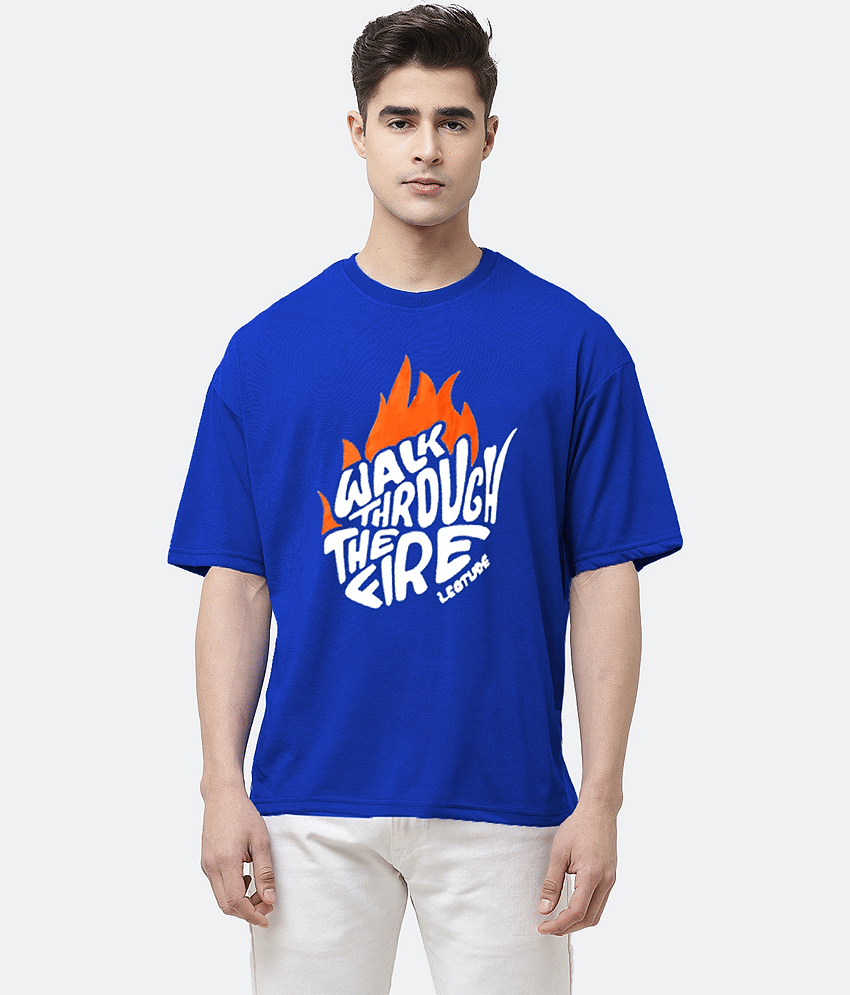 Leotude Pack of 1 Cotton Blend Oversized Fit Men's T-Shirt ( Blue )